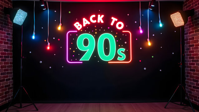 Back to the 90s Party Backdrop with Hip Hop and Disco Elements