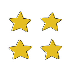 Gold star icon set isolated simple silhouette flat style.