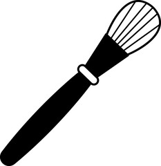 black and white illustration a make up brush