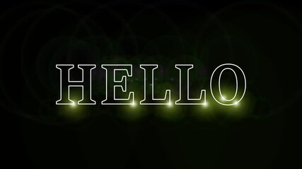 Abstract background with light and neon hello text. - Powered by Adobe
