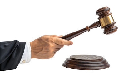 Judge’s Hand Holding Gavel in Courtroom Decision