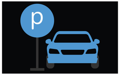 Car Parking Icon Set Vector Symbols for Parking Zones, Traffic Signs   Location Markers

