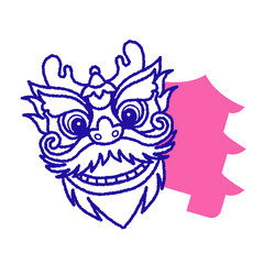 Festival dragon head and pagoda