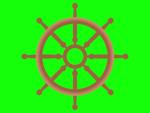 Animation of a ship wheel spinning with a green screen background. Great for nautical-themed videos, overlays, or maritime motion graphics.