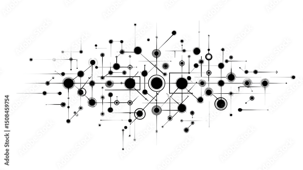 Poster complex network of interconnected dots and lines creating an abstract geometric shape, symbolizing c