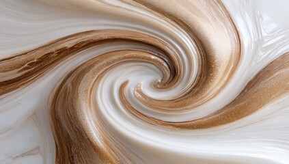 Swirling cream-colored and light brown liquid texture
