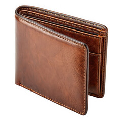 Brown Leather Wallet Isolated on Transparent Background