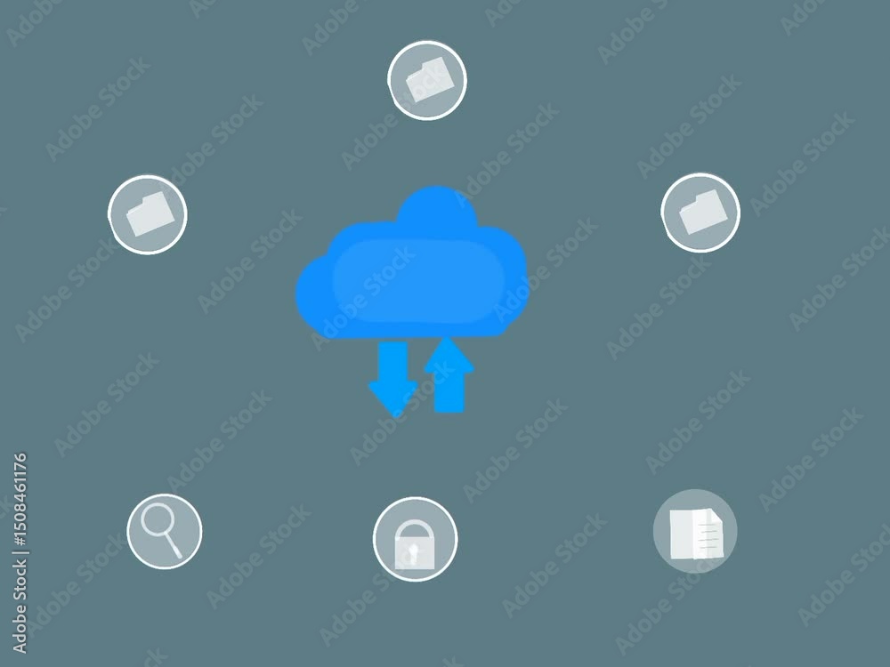 Poster cloud computing for data transmission, database, data storage, and backup. networking and internet s