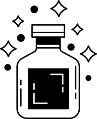 black and white illustration a bottle of perfume