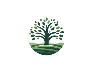 Green tree vector illustration with leaves for eco and nature design concept