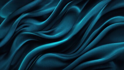 Fototapeta premium Deep teal silk drapes in flowing waves