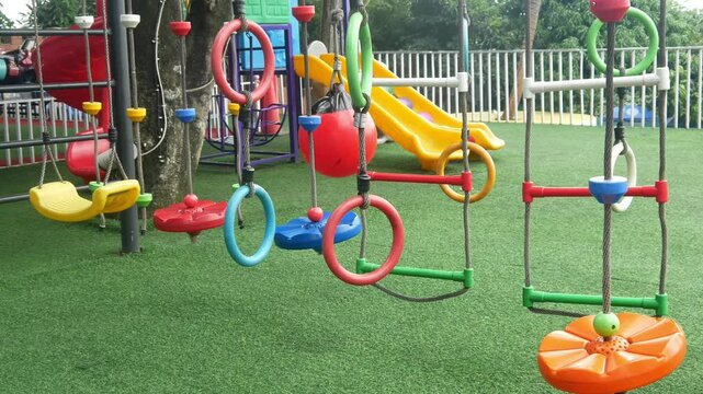 rope climbing game for kids.  Playground for children to climb
