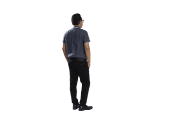 Businessman looking away with transparent background