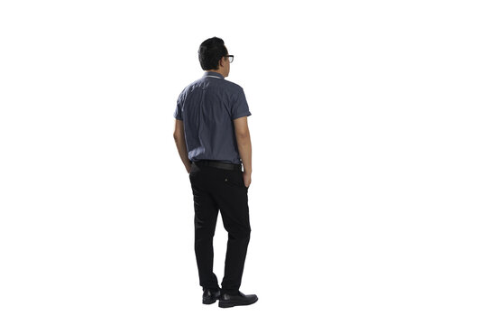 Businessman looking away with transparent background