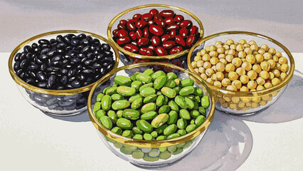 Grain Field Bowl mixed grains isolated watercolor vector illustration svg