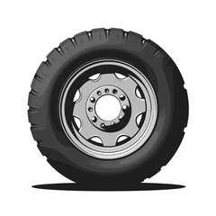 Obraz premium Automobile tire with rim in dark gray, for automotive industry
