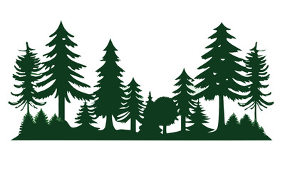 Set of pine tree silhouettes, perfect for design projects,