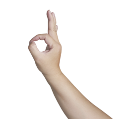 Hand gesturing ok sign on transparent background