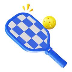 3d Vibrant Pickleball Paddle and Ball vector Illustration.