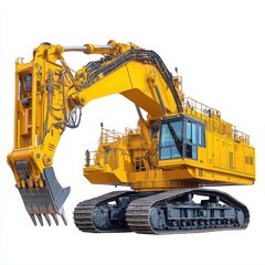 Obraz premium Powerful yellow mining excavator heavy machinery
