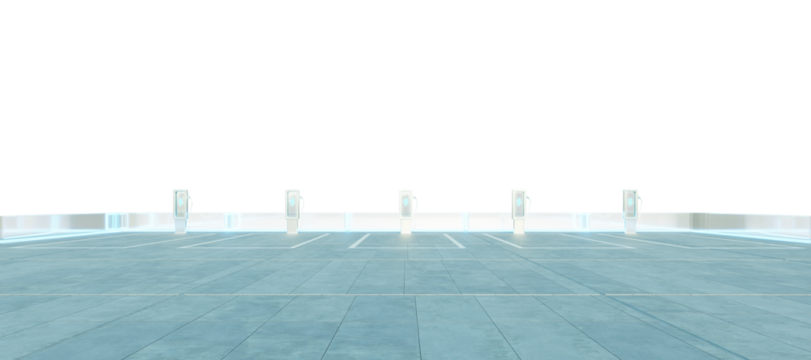 Futuristic electric vehicle charging station with transparent background