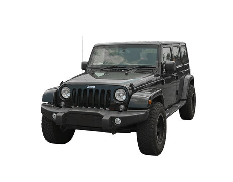 Black four-wheel drive vehicle isolated on transparent background