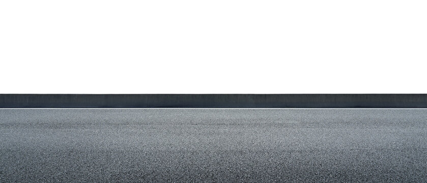 Empty asphalt road surface with transparent background