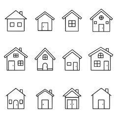 House line icons silhouette isolated on transparent background
