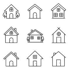 House line icons silhouette isolated on transparent background