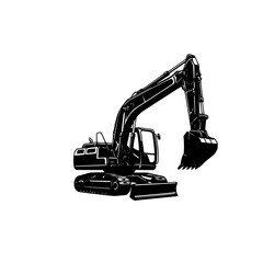 Excavator silhouette illustration isolated on transparent background