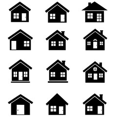 Fototapeta premium House silhouette icons set isolated on transparent background