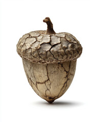 A large acorn is shown on a white background