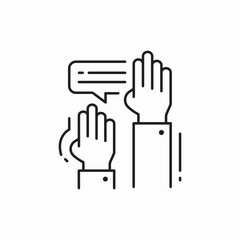 chat message raise hand icon vector sign