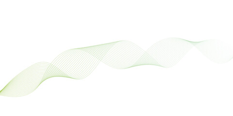 Abstract green lines on a white background. Modern technology wave design. Vector illustration.	
