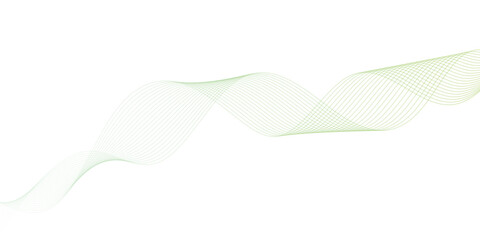 Abstract green lines on a white background. Modern technology wave design. Vector illustration.	