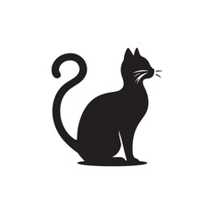 **"Stylish Cat Vector Silhouette: Graceful Feline Design Featuring Curved Tail, Alert Ears, and Sitting Pose in Clean, Minimalist Style for Crafts, Prints, and Digital Art"**
