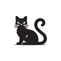**"Stylish Cat Vector Silhouette: Graceful Feline Design Featuring Curved Tail, Alert Ears, and Sitting Pose in Clean, Minimalist Style for Crafts, Prints, and Digital Art"**
