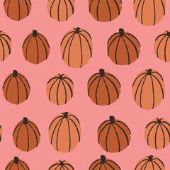 Vector Repeat Pattern Rich Burnt Brown and Pink Halloween Cute Boho Pumpkins and Ghosts Pattern Collection