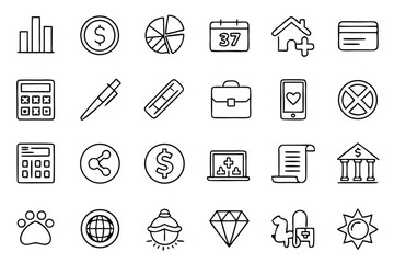 Set of Thin Line Icons – Business, Finance, Office, Banking, SEO, Travel, Medical & More