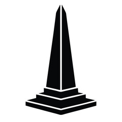 Tall obelisk monument simple black silhouette icon.