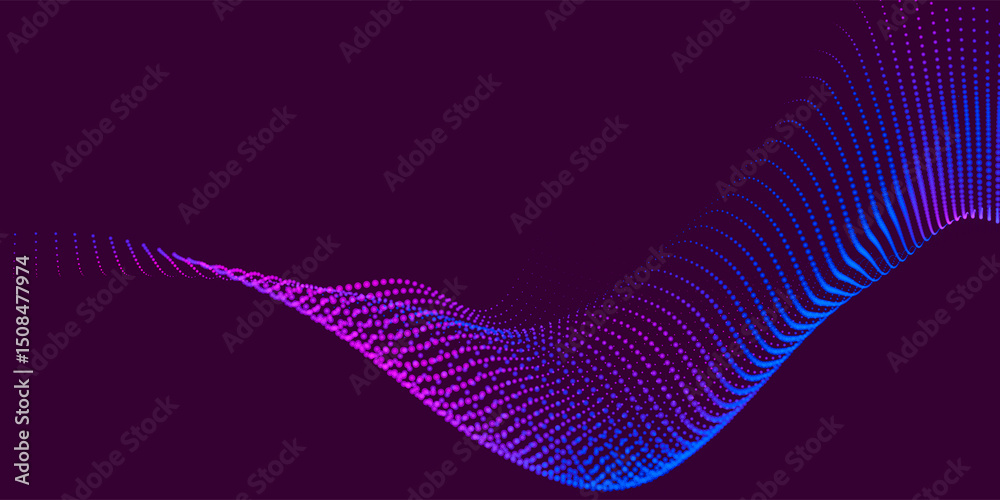 Wall mural abstract background with dynamic color wave. futuristic dotted wave of bright particles. colorful ba