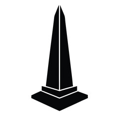 Tall obelisk monument simple black silhouette icon.