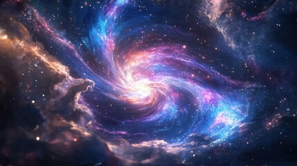 A beautiful swirl of colorful galaxies in the vast universe, showcasing stunning cosmic beauty and bright star formations.