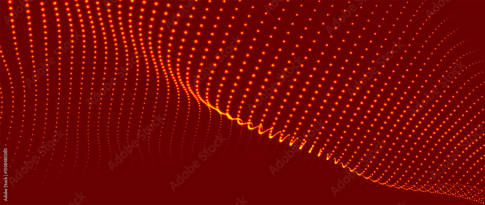 Sticker abstract background with dynamic color wave. futuristic dotted wave of bright particles. colorful ba