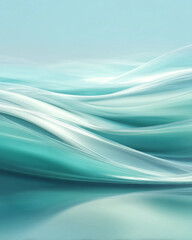 The image is a beautiful blue and white wave with a calm and peaceful mood