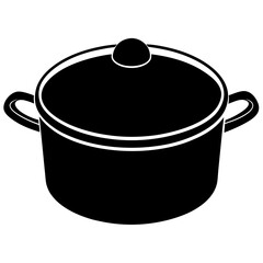 cooking pot with lid on white background 