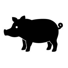 Black and White Pig Farm Animal Vector Art 