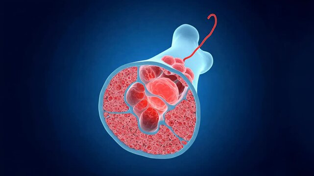 Dynamic journey of red blood cells through human bone marrow in high resolution animation