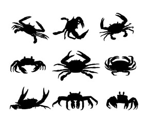 silhouette animal sea crab collection set