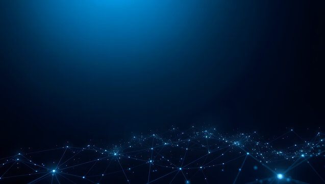 Digital Connectivity: A visual representation of interconnectedness. Illuminated dots weave together, depicting a network of digital nodes in a futuristic design